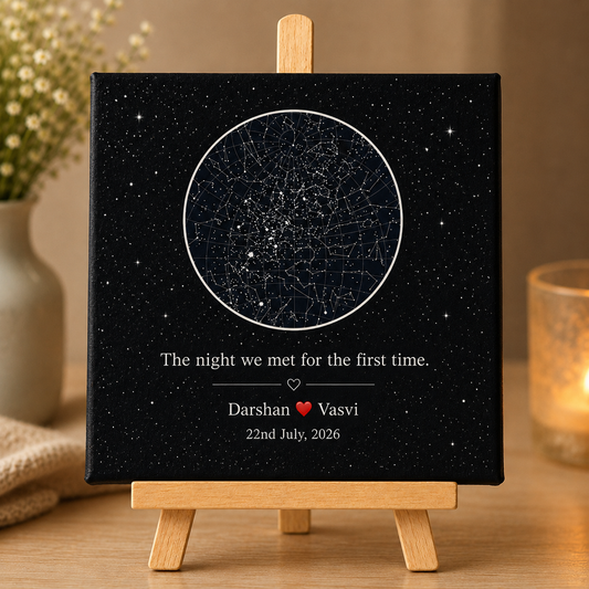 Customised Star Map - Mini Printed Canvas with Easel