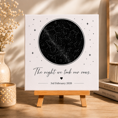 Customised Star Map - Mini Printed Canvas with Easel