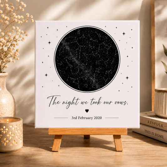 Customised Star Map - Mini Printed Canvas with Easel